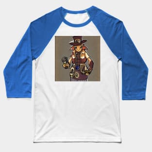 Steampunk Anime Girl Mouse Baseball T-Shirt